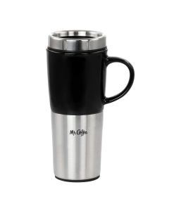 Mr. Coffee 16oz Stainless Steel and Stoneware Travel Mug