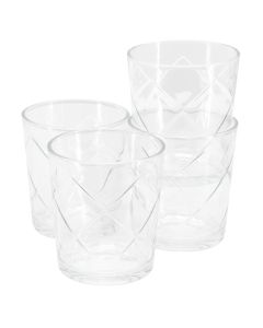 Gibson Home Lattice 4 Piece 13.5 Ounce Double Old-Fashioned Glass Set